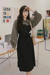 现货226-A23-P1152022秋季新款中长款连衣裙女控价168,秋款衣服搭配图片大全图片