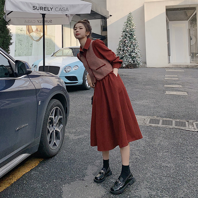 已出货226-A263-P135 2025春季中长款连衣裙+马甲女  188图片