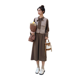 已出货226-A169-P1352024春季中长款连衣裙+马甲女188，女装连衣裙，惟卡贝娜