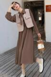已出货226-A169-P1352024春季中长款连衣裙+马甲女188，女装连衣裙，惟卡贝娜
