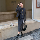 休闲灰色马甲阔腿裤套装女春秋老钱风三件套ootd穿搭大方得体减龄，女装套装/套裙，惟卡贝娜