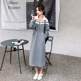 美拉德灰色休闲连衣裙女春秋2025新款卫衣裙小个子爆款美式复古，女装连衣裙，惟卡贝娜