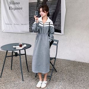 美拉德灰色休闲连衣裙女春秋2025新款卫衣裙小个子爆款美式复古图片