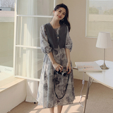已出货226-A93-P1252024夏季新款中长款连衣裙+马甲一套178，女装连衣裙，惟卡贝娜