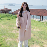 粉色学院风减龄双面羊绒大衣女中长款秋冬新款气质高级加厚呢外套，女装毛呢外套，惟卡贝娜