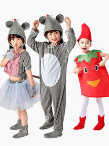 元旦儿童小老鼠吃辣椒卡通动物演出服幼儿猫鼠之夜猫和老鼠表演服