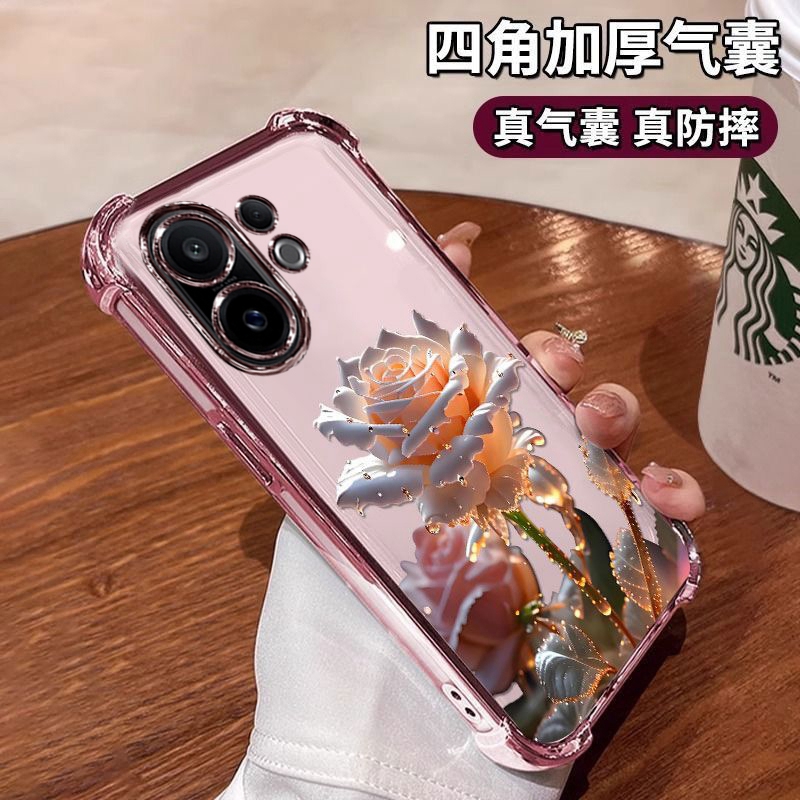 适用vivos30手机壳新款女玫瑰花