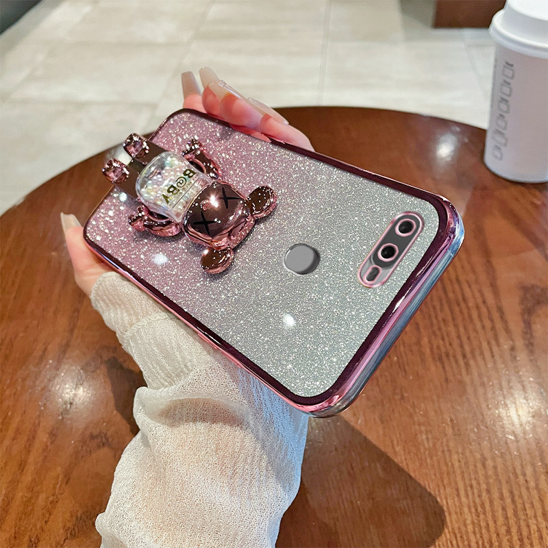 oppoA7X硅胶透明带支架手机壳女