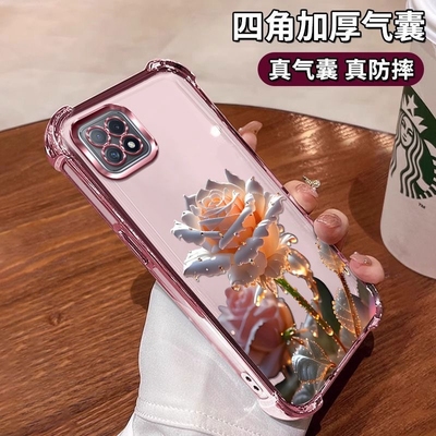 适用oppoA53手机壳透明玫瑰花女