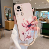 Redmi60E5G全包防摔软壳APU5.0保护套创意百合花女款 适用红米K60E手机壳女款 小米22122RK93C硅胶保护套5G新款