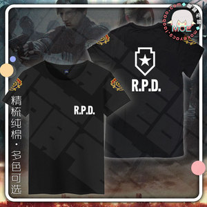 包邮 生化危机2重制版 里昂 RPD警员 印象短袖 T恤纯棉 文化衫