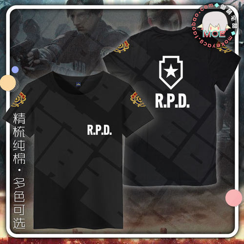 包邮 生化危机2重制版 里昂 RPD警员 印象短袖 T恤纯棉 文化衫