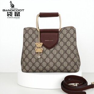 袋鼠手提包包女士2026新款 简约百搭通勤单肩女包印花 潮高级感时尚