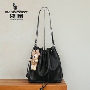 袋鼠女包水桶包时尚 双肩包印花轻奢复古轻奢两用百搭 包包2026新款
