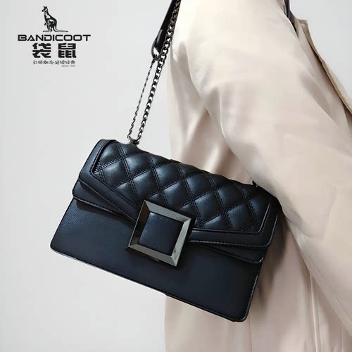 袋鼠手提斜挎包小香风方包洋气