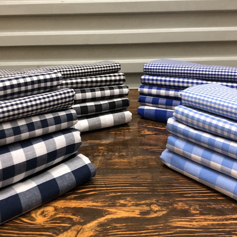 纯棉色织格子布料童装服装面料衬衣连衣裙桌布窗帘布手工 diy面料