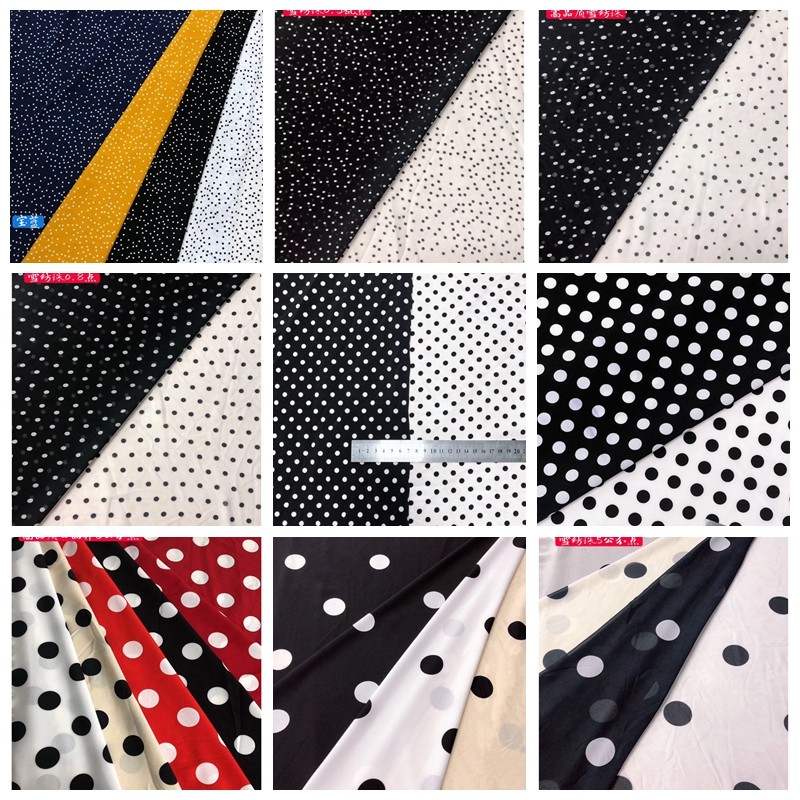 大小黑白波点面料 连衣裙衬衫休闲裤服装布料 不规则圆点手工布艺