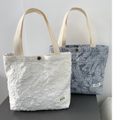 韩系立体浮雕花朵手提小号帆布包上班手拎杂物包包日常通勤化妆包