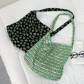 灯芯绒韩系小碎花柔软斜挎帆布包女大容量有拉链豹纹托特手提包袋