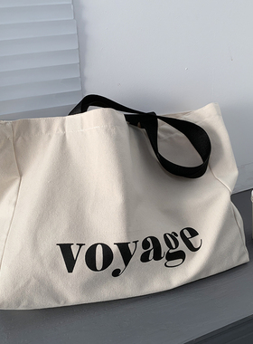 字母简约瑜伽运动帆布包女2025新款大容量手提袋andy布包包工厂店