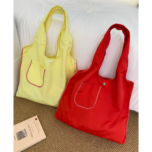 格子撞色简约夏季薄款尼龙帆布包