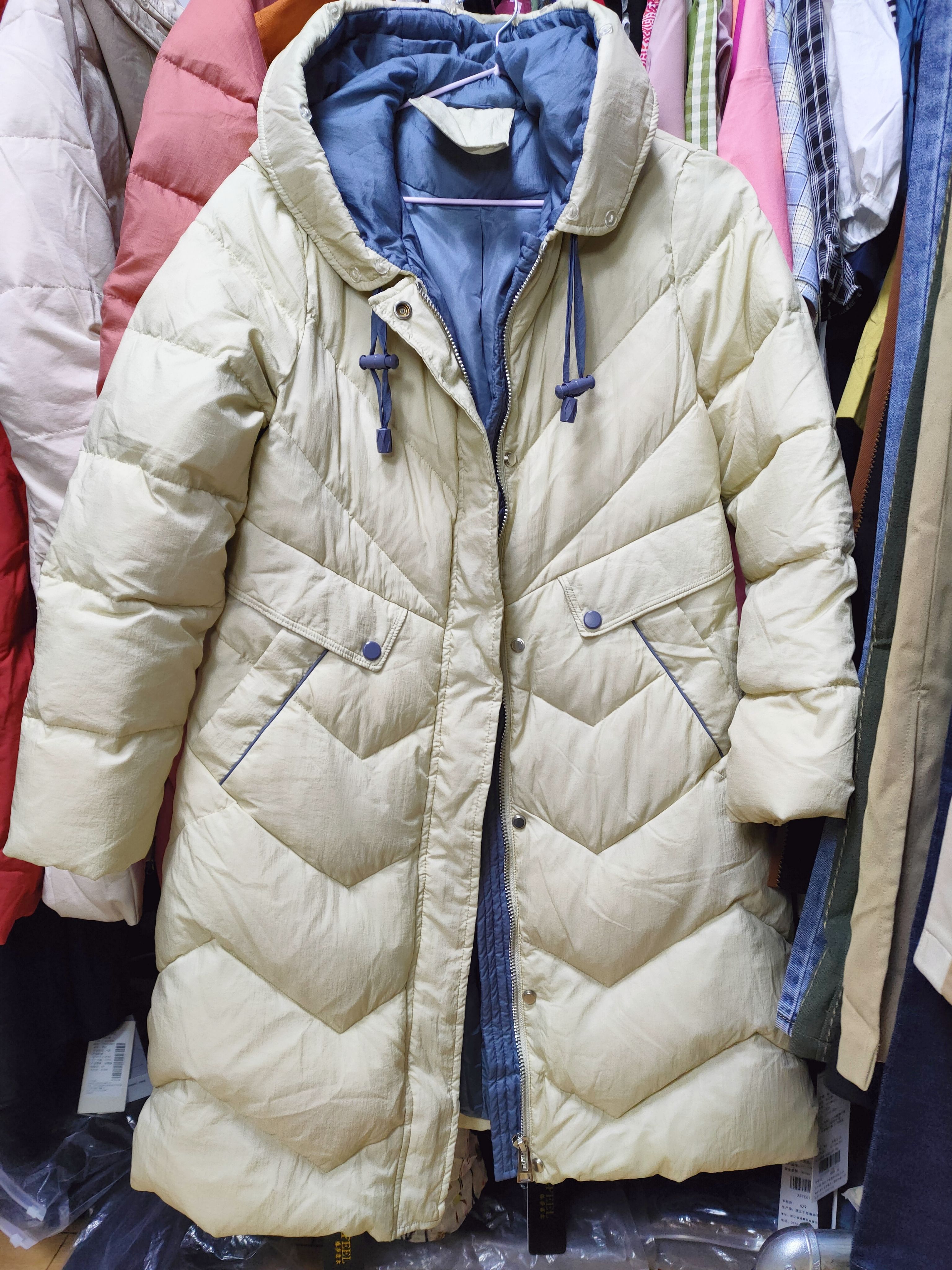 赔米清仓 连帽90绒女士中长款羽绒服