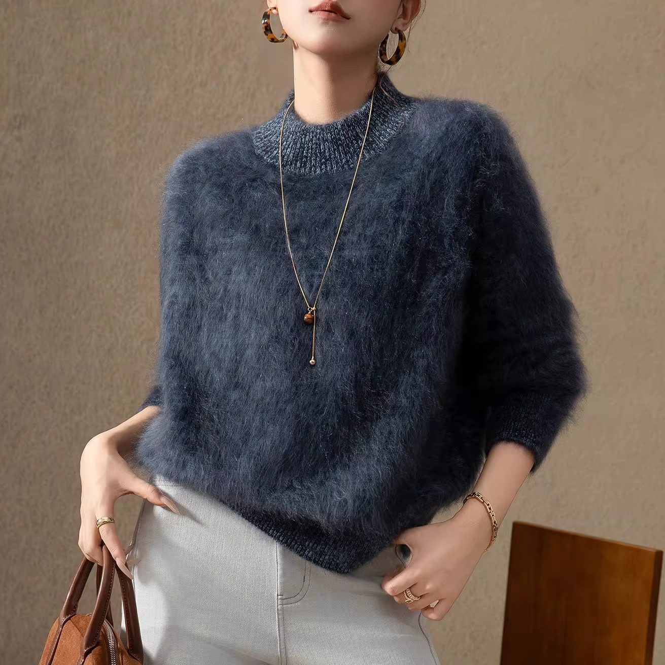 380克双股加厚拉毛羊绒衫  迪瑞羊100%山羊绒女圆领毛衣宽松休闲,女装/女士精品,羊绒衫,淘宝优惠券,粉丝福利购,淘宝优惠卷