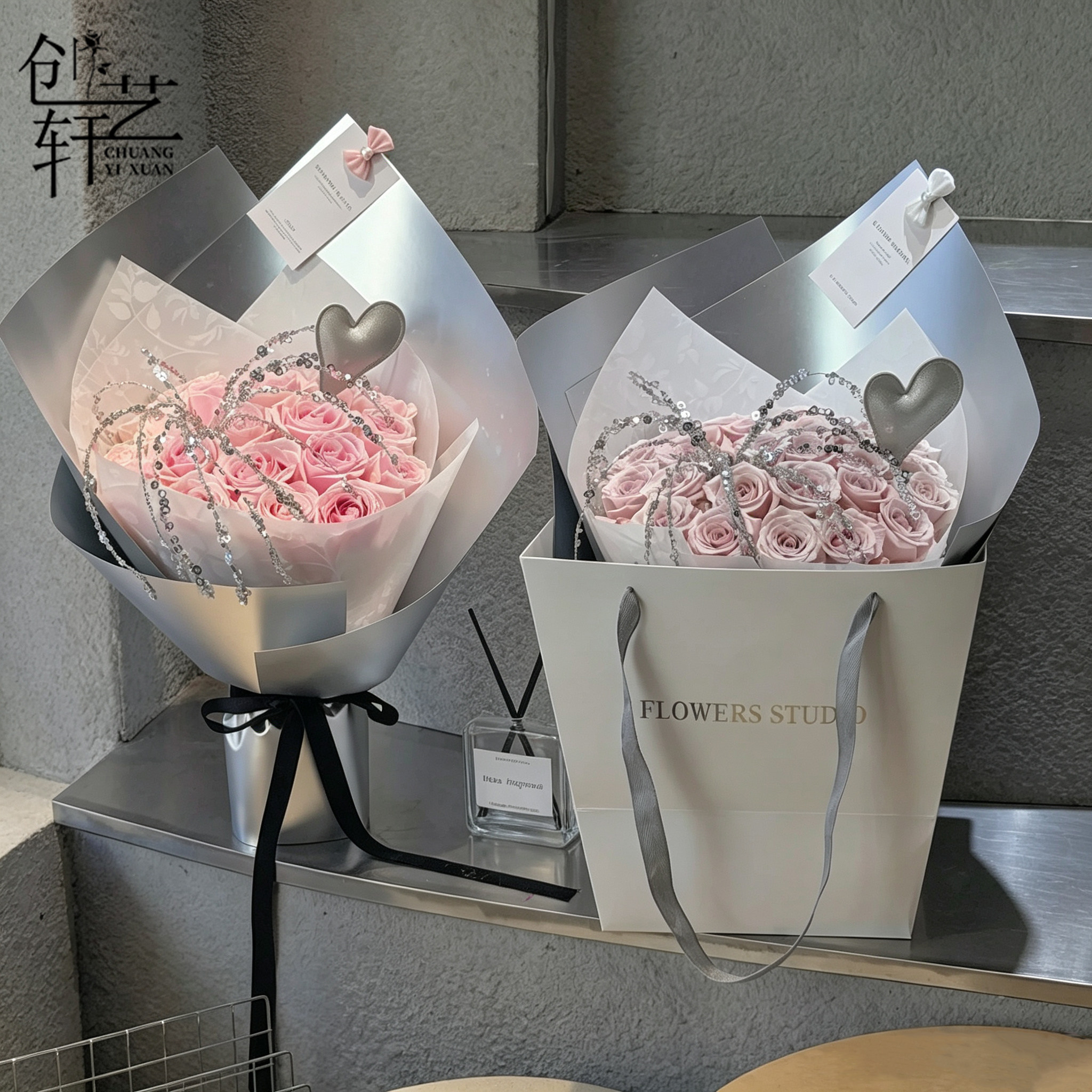 七夕情人节双面哑银卡纸防水花束包装纸银色硬卡纸鲜花花店专用