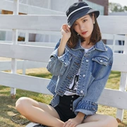 Áo khoác nữ phiên bản Hàn Quốc của học sinh lỏng lẻo Áo khoác denim Jones Weige 2019 áo khoác nữ mùa xuân và mùa thu - Áo khoác ngắn