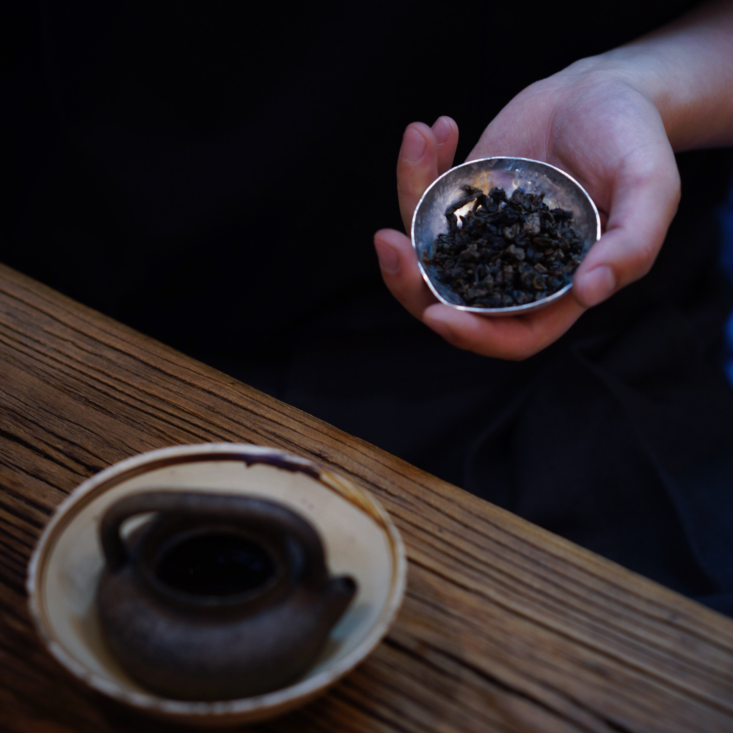 義之手作-纯银茶合-茶则咖啡勺-纯手工银敲咖啡豆勺-银咖啡勺茶席