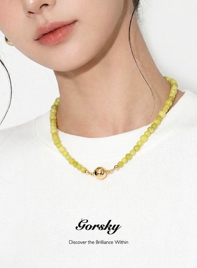 Gorsky设计感绿色珠串锁骨链