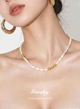 GORSKY度假风白贝母项链女款海边配饰复古轻奢小众穿搭叠戴锁骨链