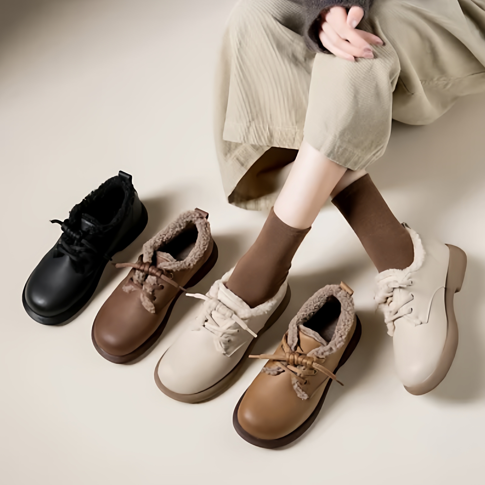 真皮妈妈运动休闲鞋女款春秋款