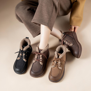 真皮加绒保暖妈妈鞋单鞋棉鞋中老年舒适不累脚厚底皮鞋2024秋冬款