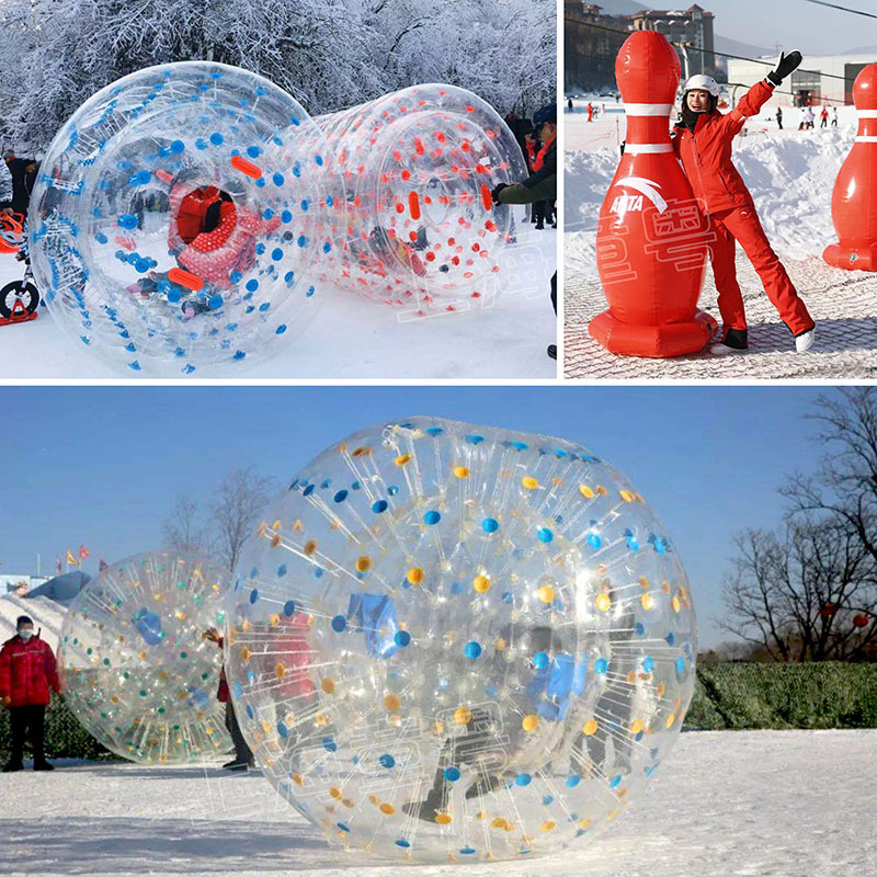 充气雪地TPU抗寒悠波球碰碰球滚筒球充气保龄球滑雪场道具香蕉船