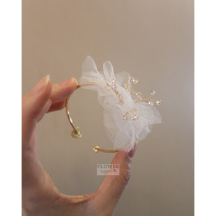 粉雾海/唯美可爱韩式水晶纱新娘伴娘姐妹团结婚礼简约手腕花手环