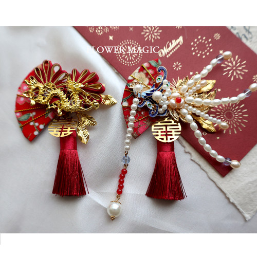 中式珍珠龙凤重工唯美胸花