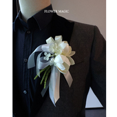 优雅淡雅简洁大方仙气纯白色仿真花胸花新郎新娘结婚礼婚纱配搭