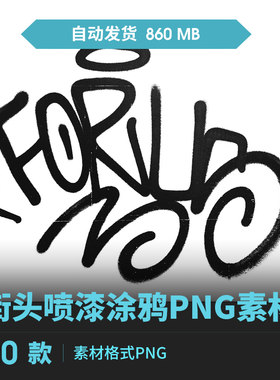 20种街头嘻哈喷漆涂鸦胡写乱画不文明行为PNG设计素材