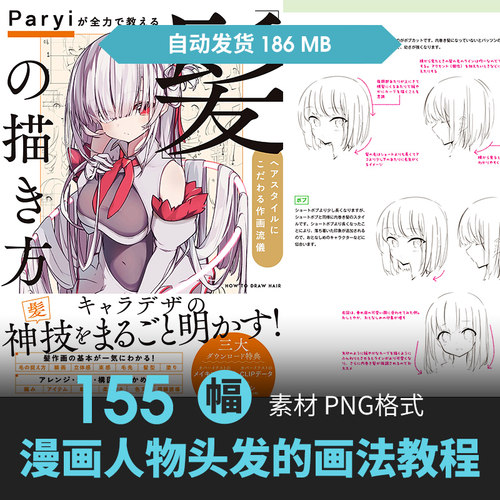 Paryi头发的画法动漫画发型绘画技法美术CG素材临摹参考资料画集