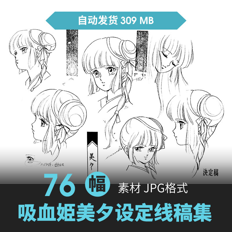 垣野内成美吸血姫美夕人物设定集cg原画插动漫手绘线稿三视图素材