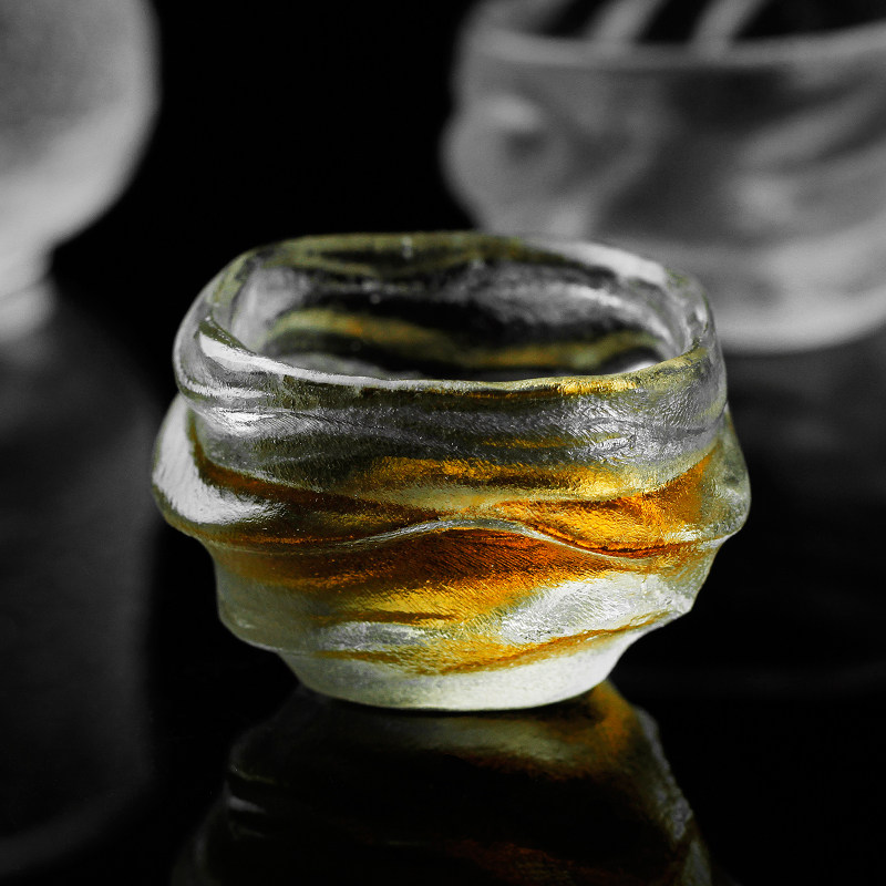 {白云去来 日日是好日}中古古法琉璃茶杯主人杯vintage侘寂酒杯子