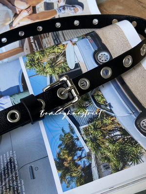 黑色免打孔铆钉夏季百搭风皮带