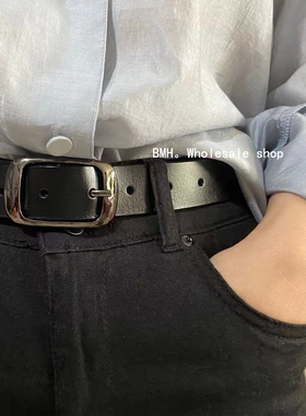 女士韩国复古方扣真皮皮带