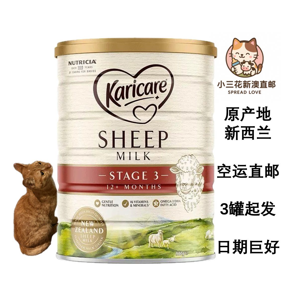 新西兰直邮karicare可瑞康绵羊奶粉3段婴儿配方羊奶三段1-3岁900g