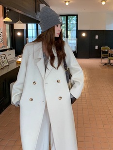高级感白色双面羊绒大衣女2025年秋冬新款中长款羊毛呢外套