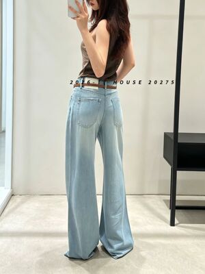夏季超薄天丝直筒浅色牛仔裤