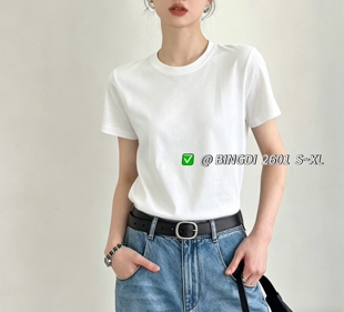 2026年夏季新款韩版时尚百搭显瘦净版白色短袖T恤女宽松休闲上衣