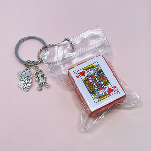 跨境欧美外贸饰品背包挂件小丑新奇创意户外夜店迷你扑克牌钥匙扣