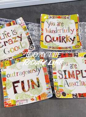 外贸尾货 小方盘 厚瓷英文字母多巴胺碟ideas para pintar四个装